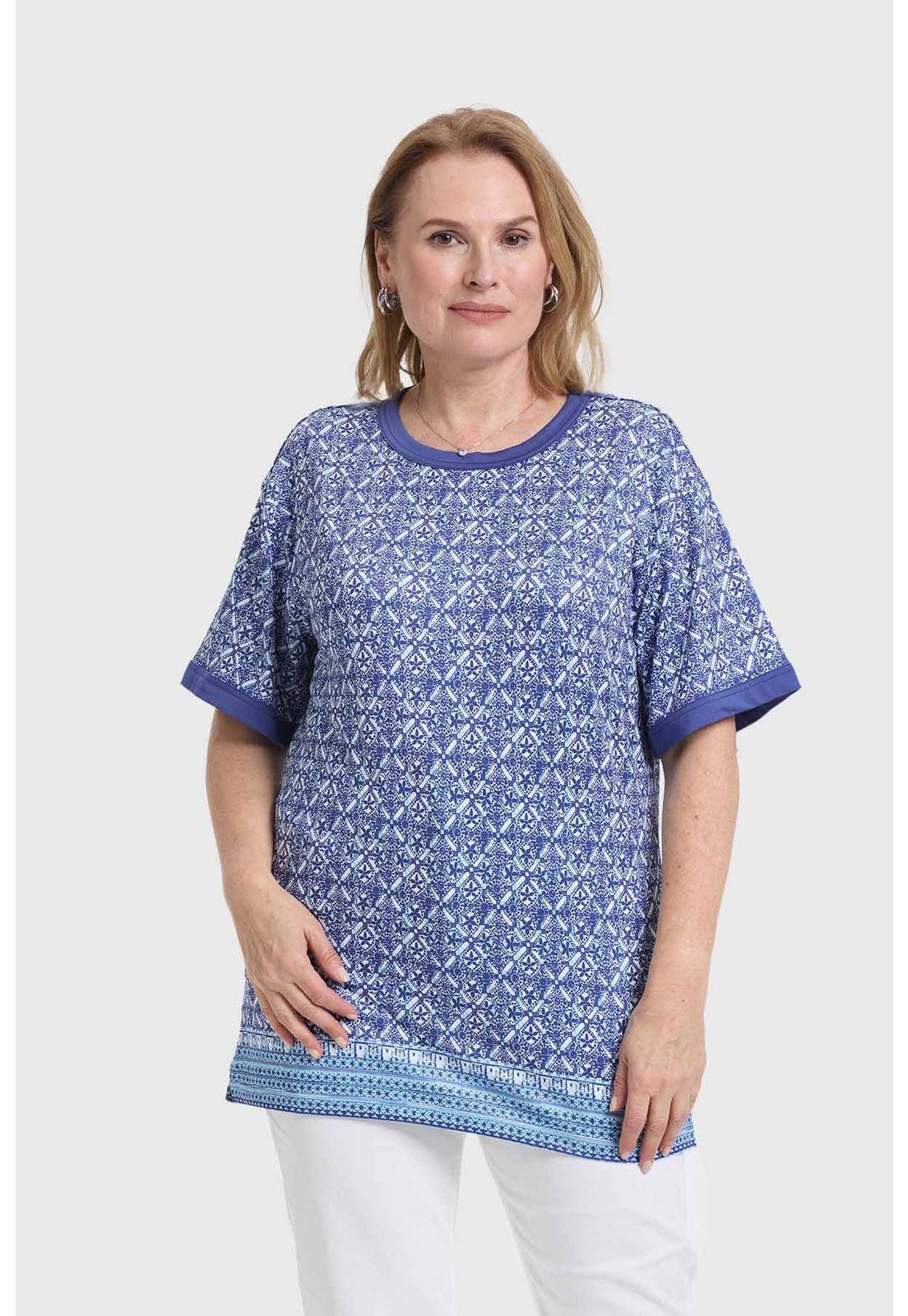 Polera Mujer Print Azul-0