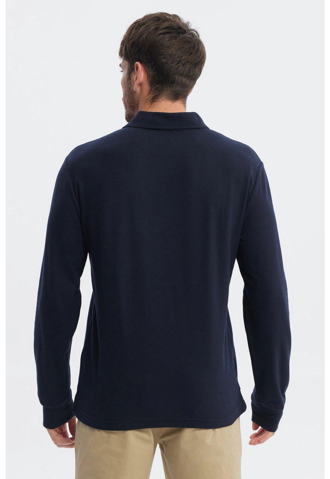 Polera Hombre Lisa Borbada Con Botones Azul Marino-2