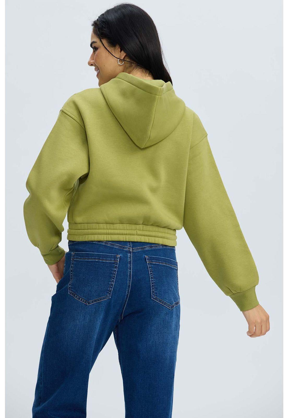 Polerón Mujer Zipper Crop Verde-2
