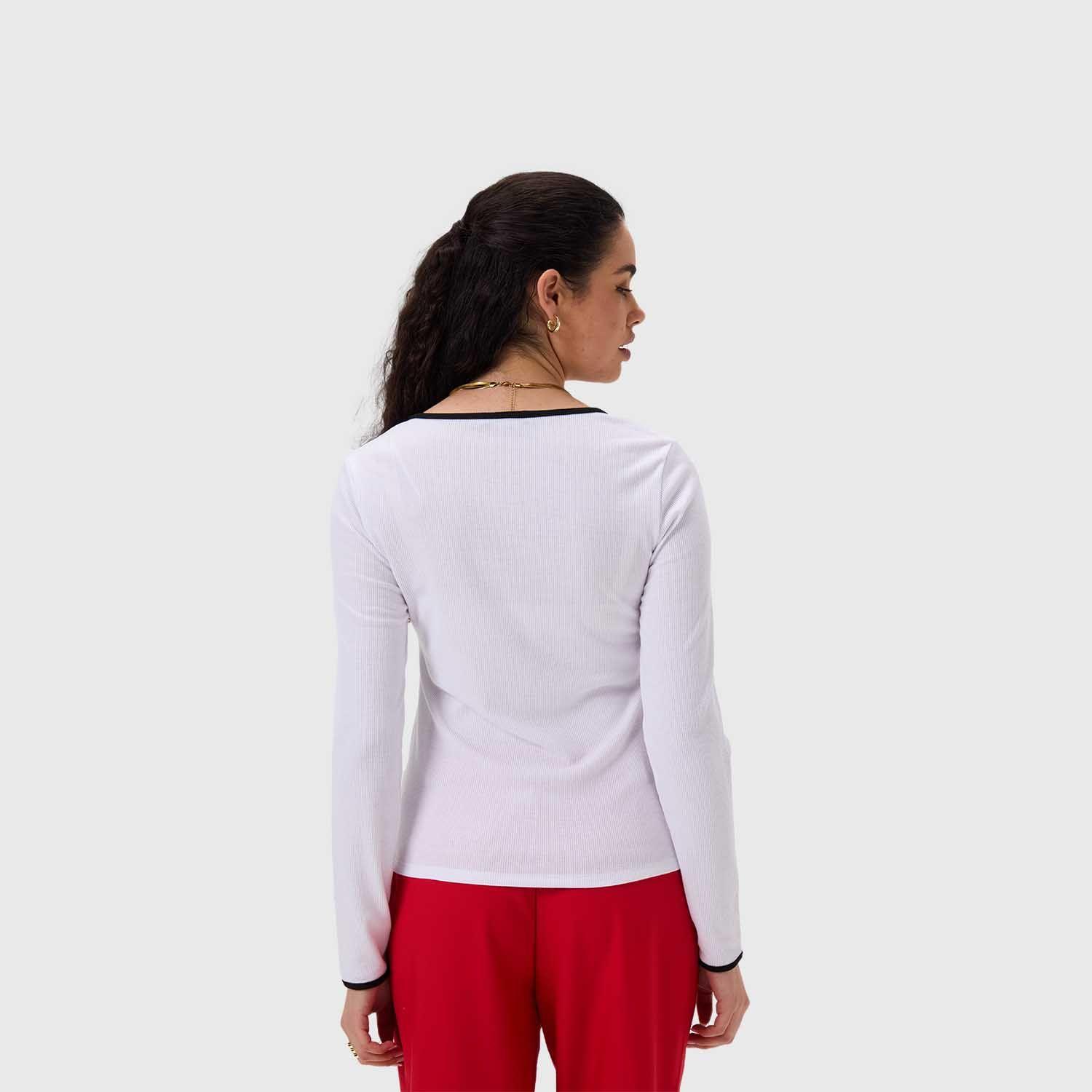 Polera Mujer Rib Escote Cruzado Blanco Fashion's Park-2