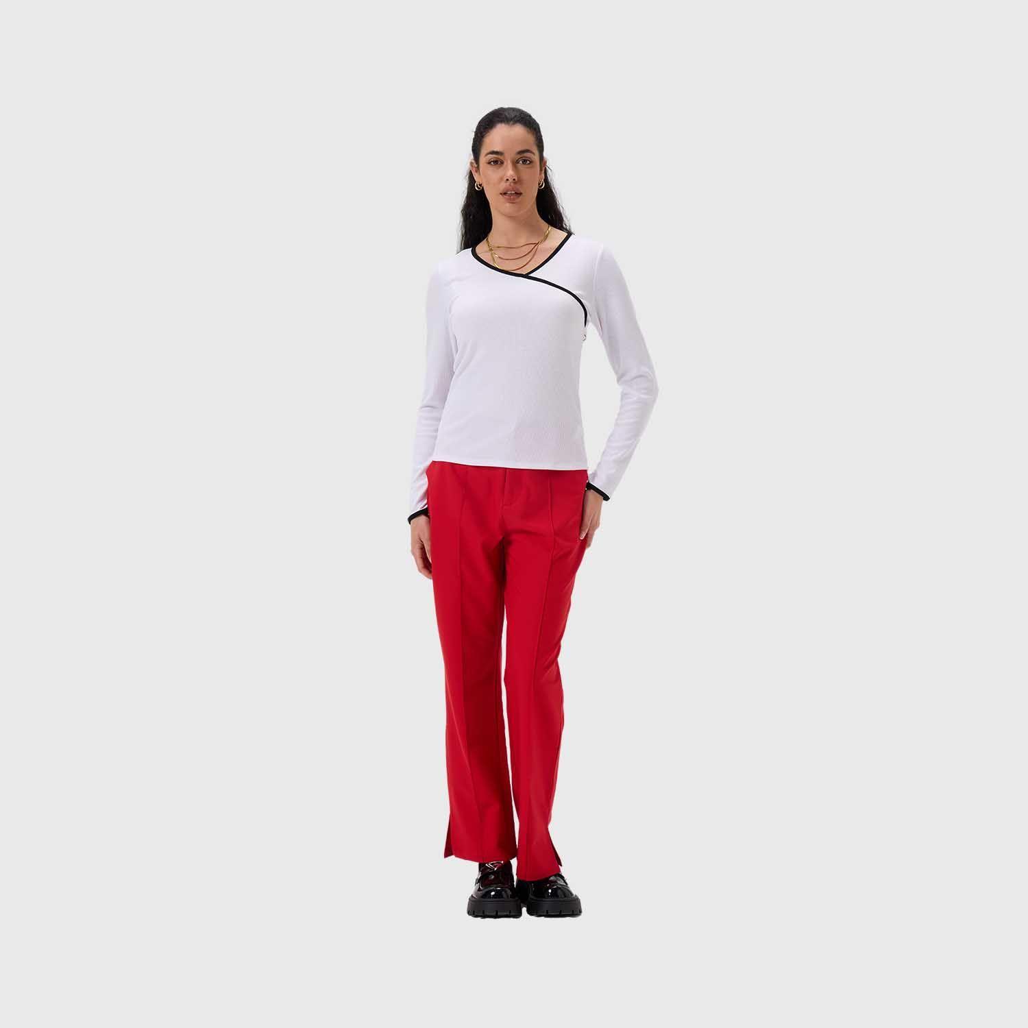Polera Mujer Rib Escote Cruzado Blanco Fashion's Park-3