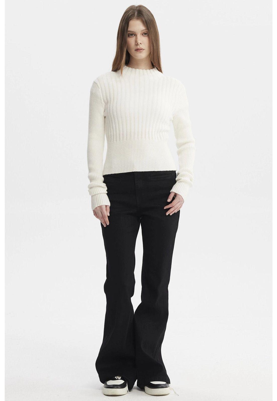 Sweater Mujer Slim Tejido Crudo-3