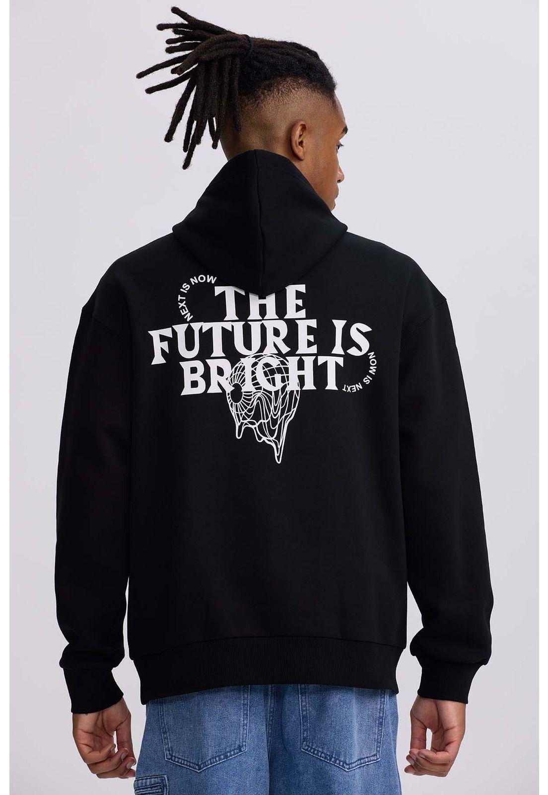 Polerón Hombre Hoodie Doble Print Negro - ll-2