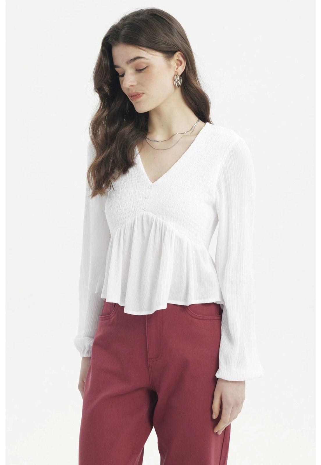 Blusa Mujer Slim Blanco - ll-1