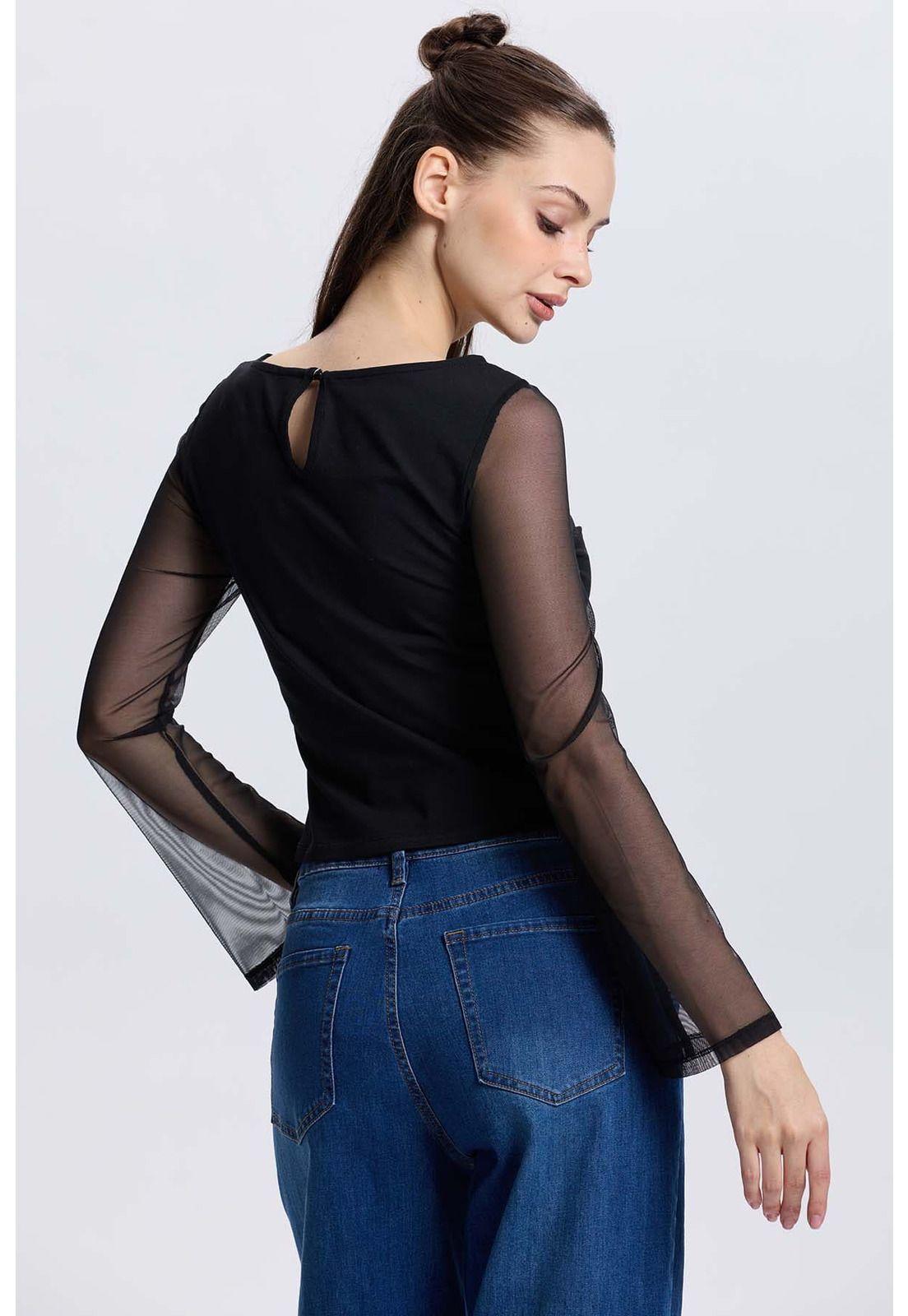 Polera Mujer Malla Negro-2