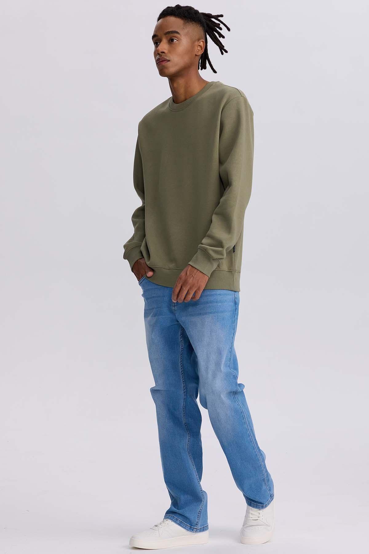 Polerón Hombre Liso Verde Militar-3