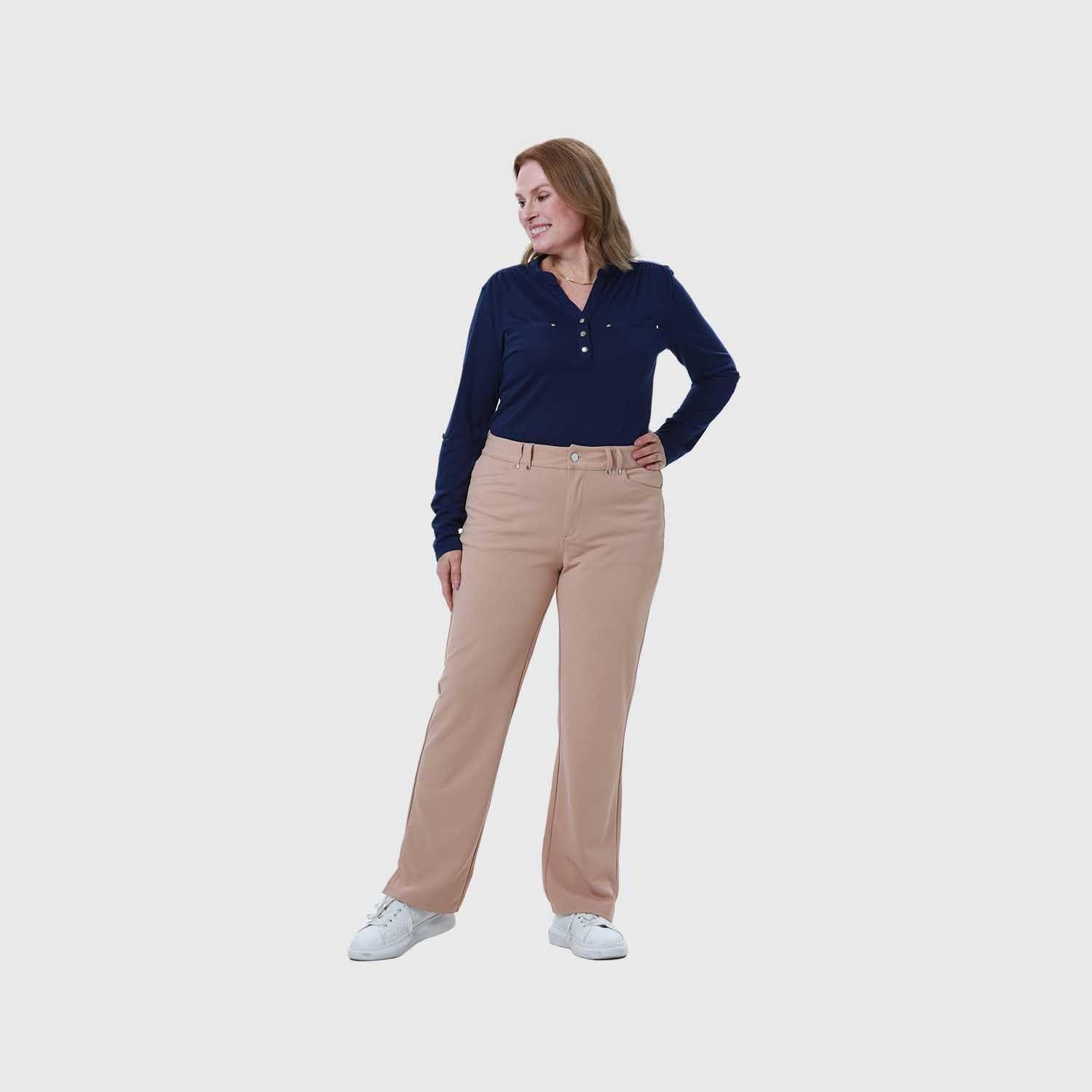 Pantalón Mujer Detalle Abertura Basta Beige Fashion's Park-3