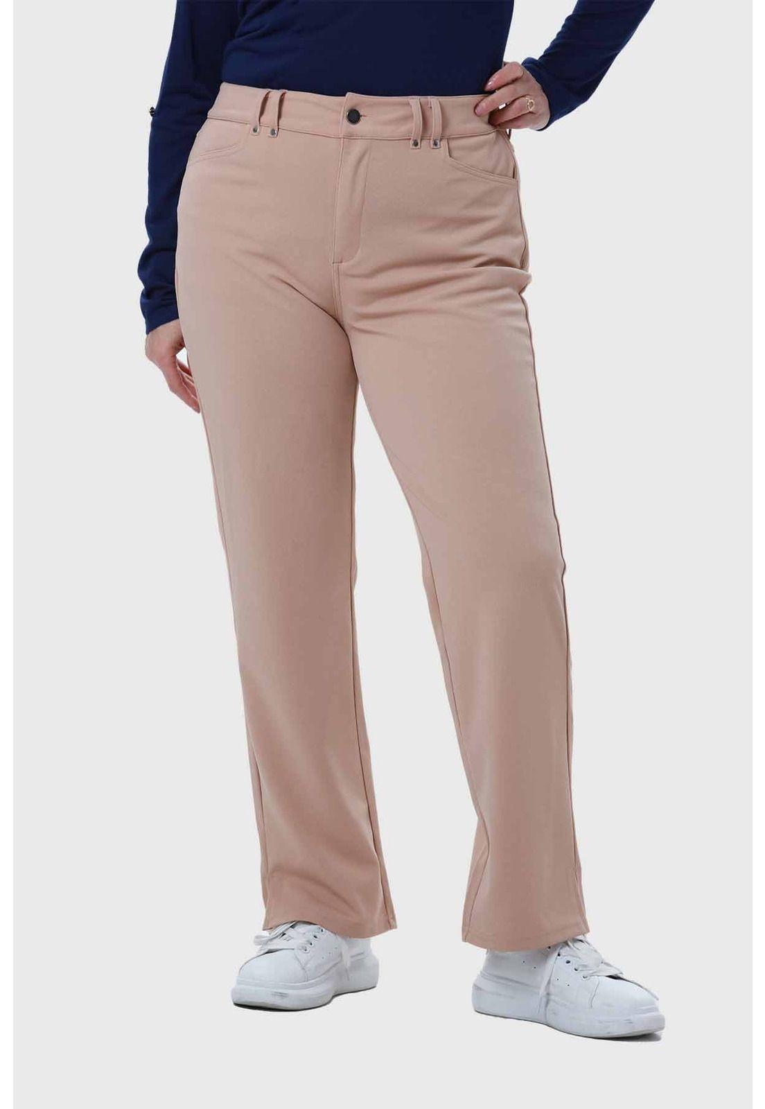 Pantalón Mujer Detalle Abertura En Basta Beige-0