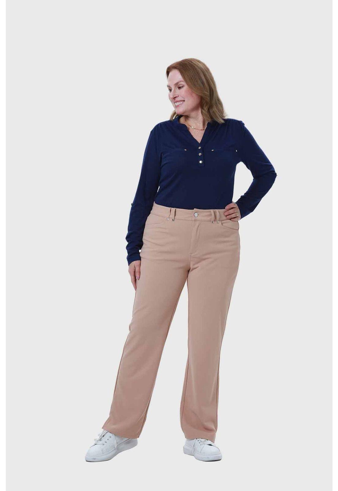 Pantalón Mujer Detalle Abertura En Basta Beige-3