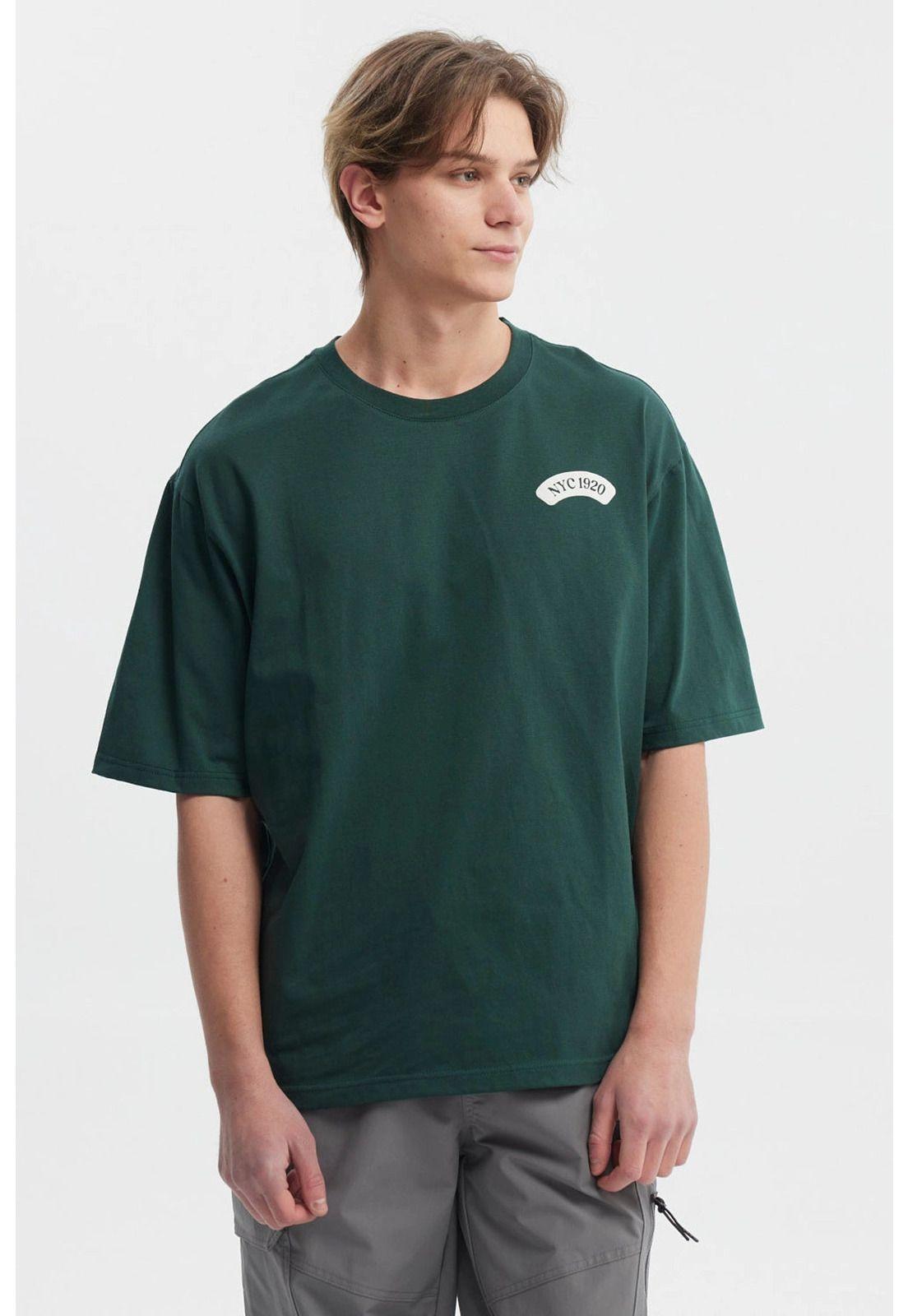 Polera Hombre Oversize Doble Print Verde-0