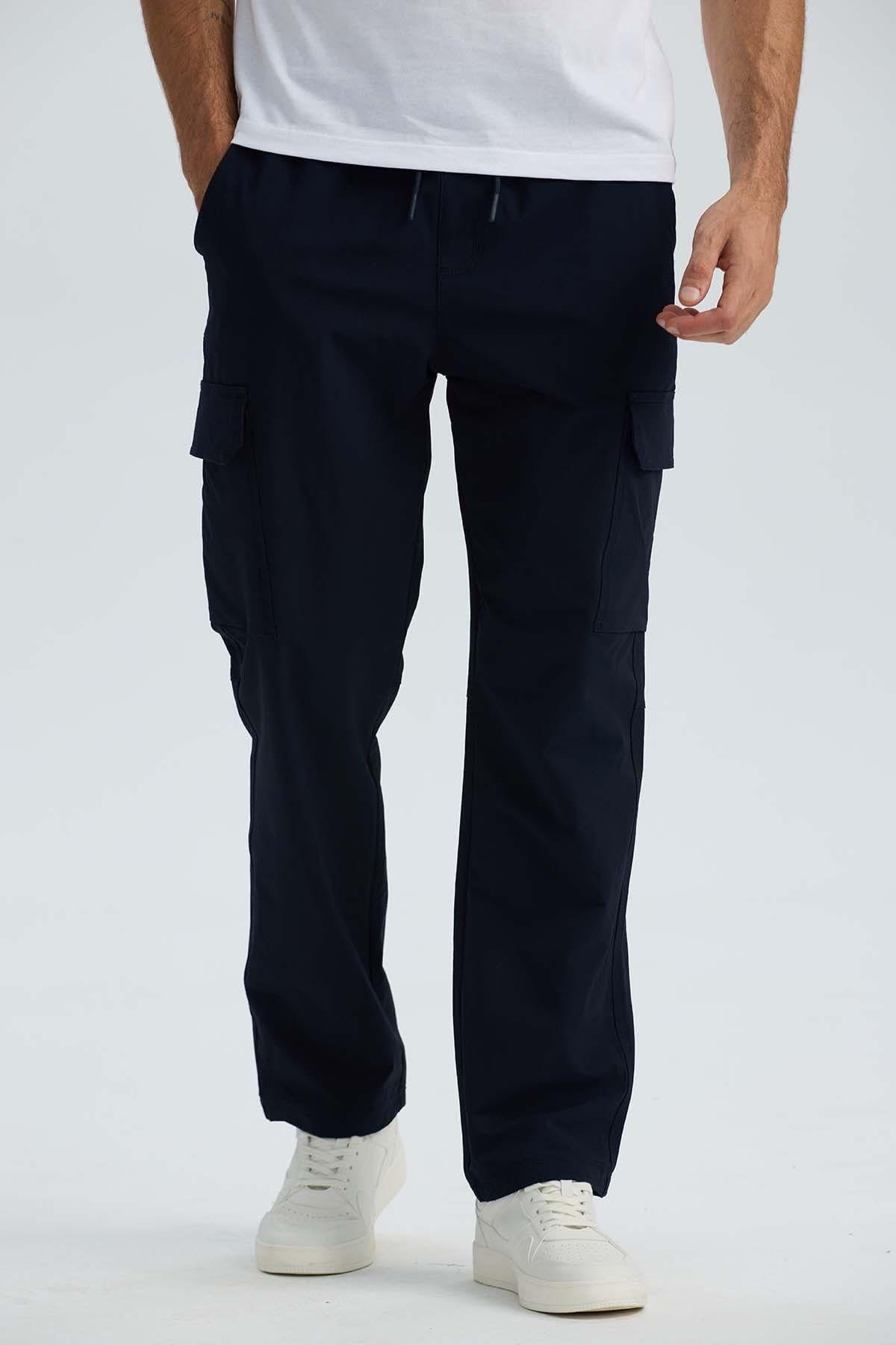 Pantalón Hombre Cargo Casual Slim Azul Marino-0