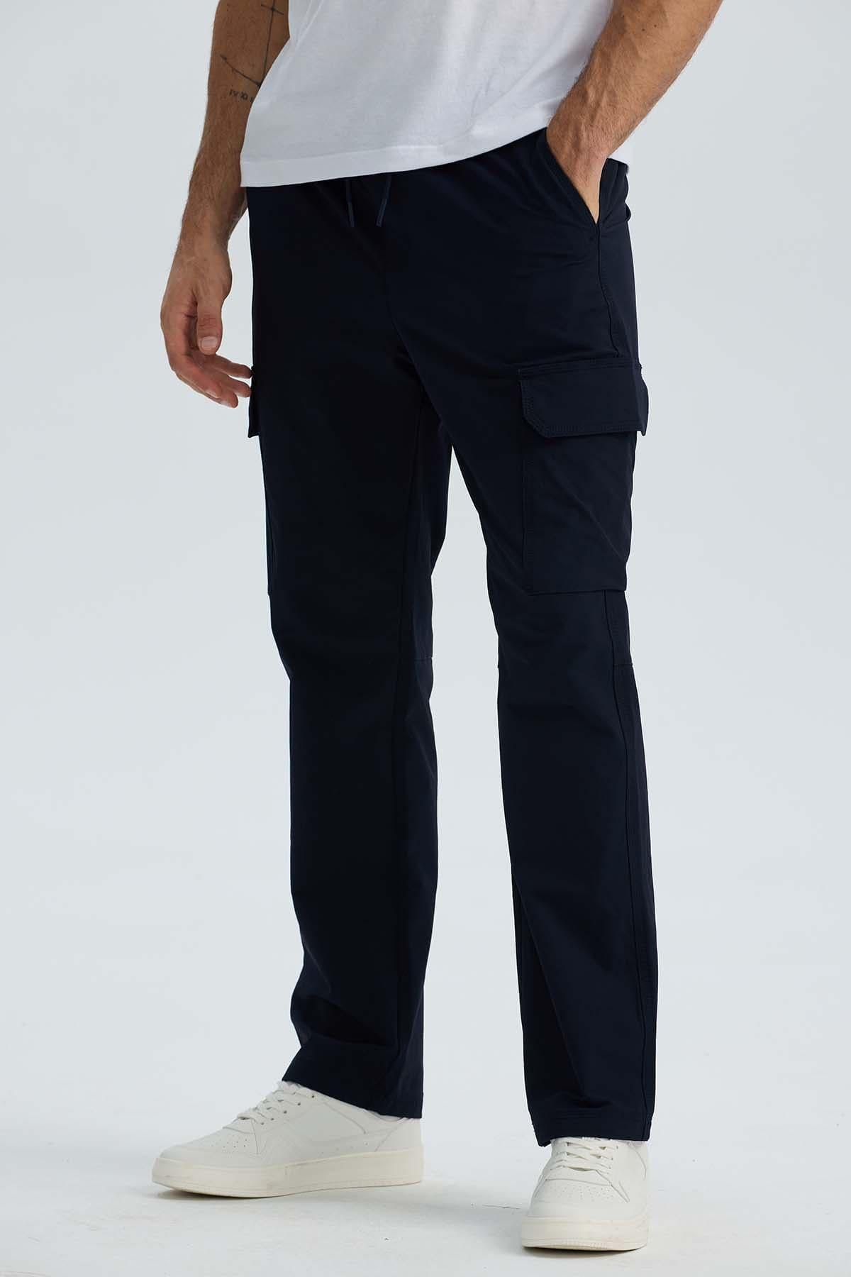Pantalón Hombre Cargo Casual Slim Azul Marino-1