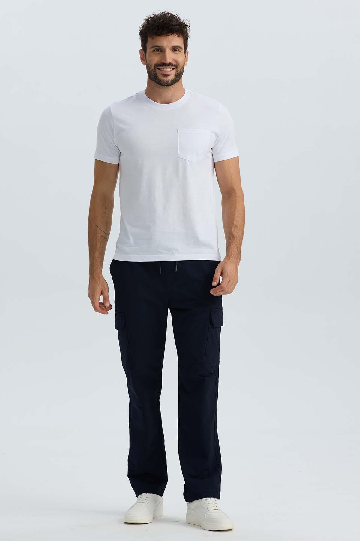 Pantalón Hombre Cargo Casual Slim Azul Marino-3