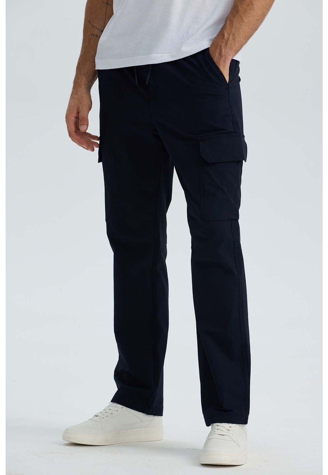 Pantalón Hombre Cargo Casual Slim Azul Marino-2