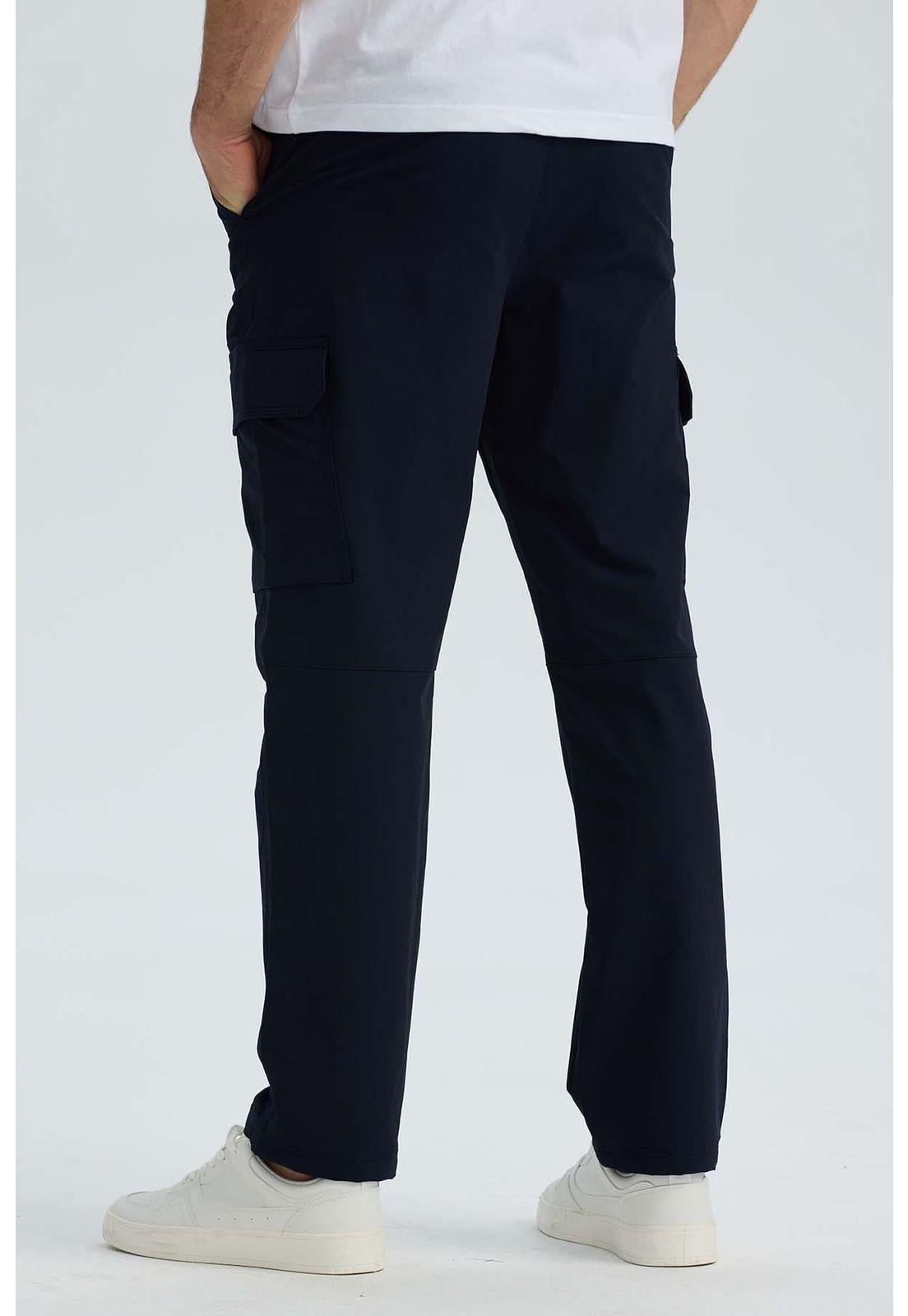 Pantalón Hombre Cargo Casual Slim Azul Marino-3