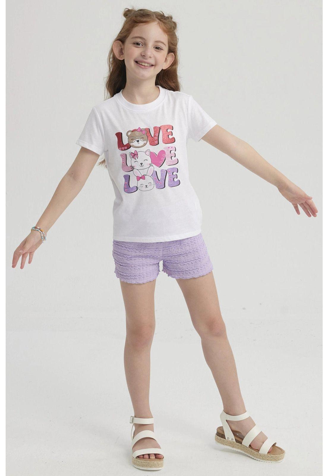 Polera Niña Básica Estampada Blanco - VI-1