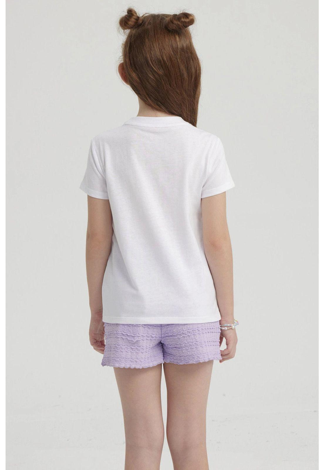 Polera Niña Básica Estampada Blanco - VI-2