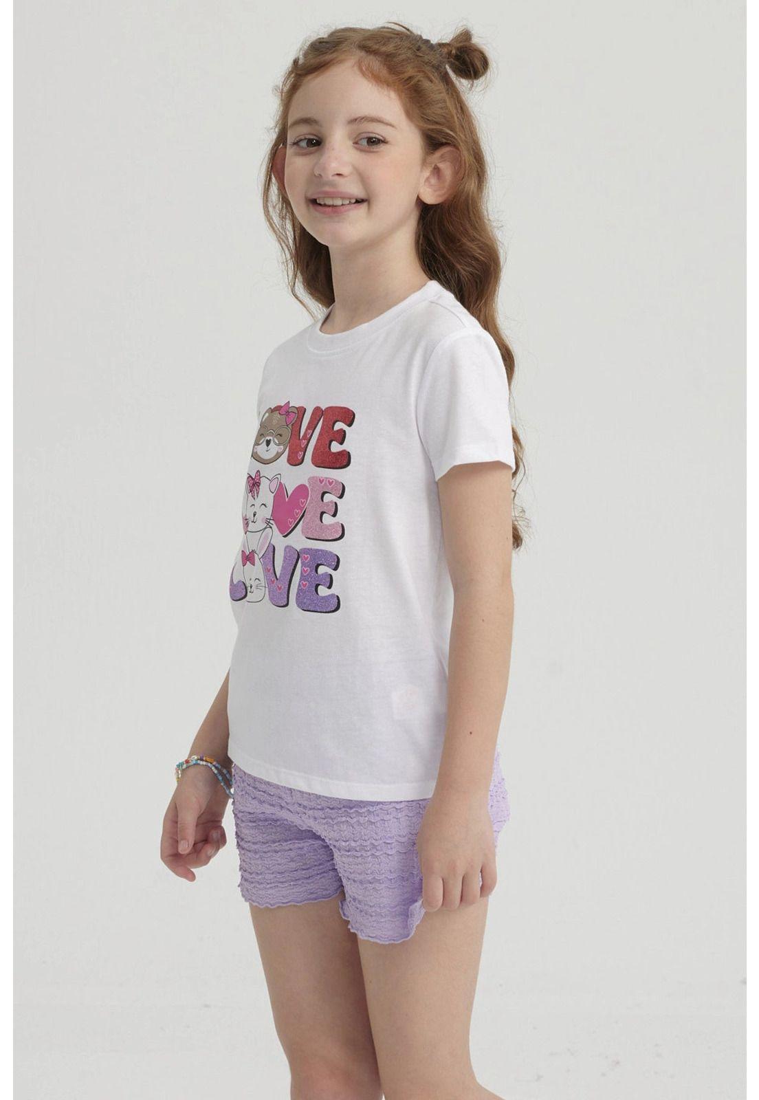 Polera Niña Básica Estampada Blanco - VI-3