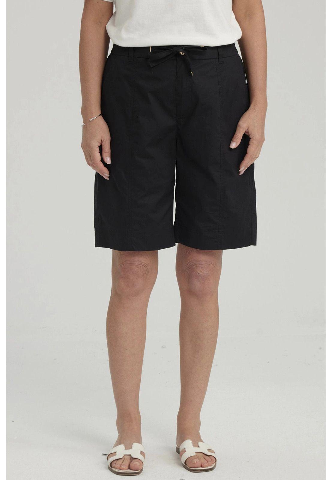 Bermuda Mujer Con Cortes Y Apertura Negro-4