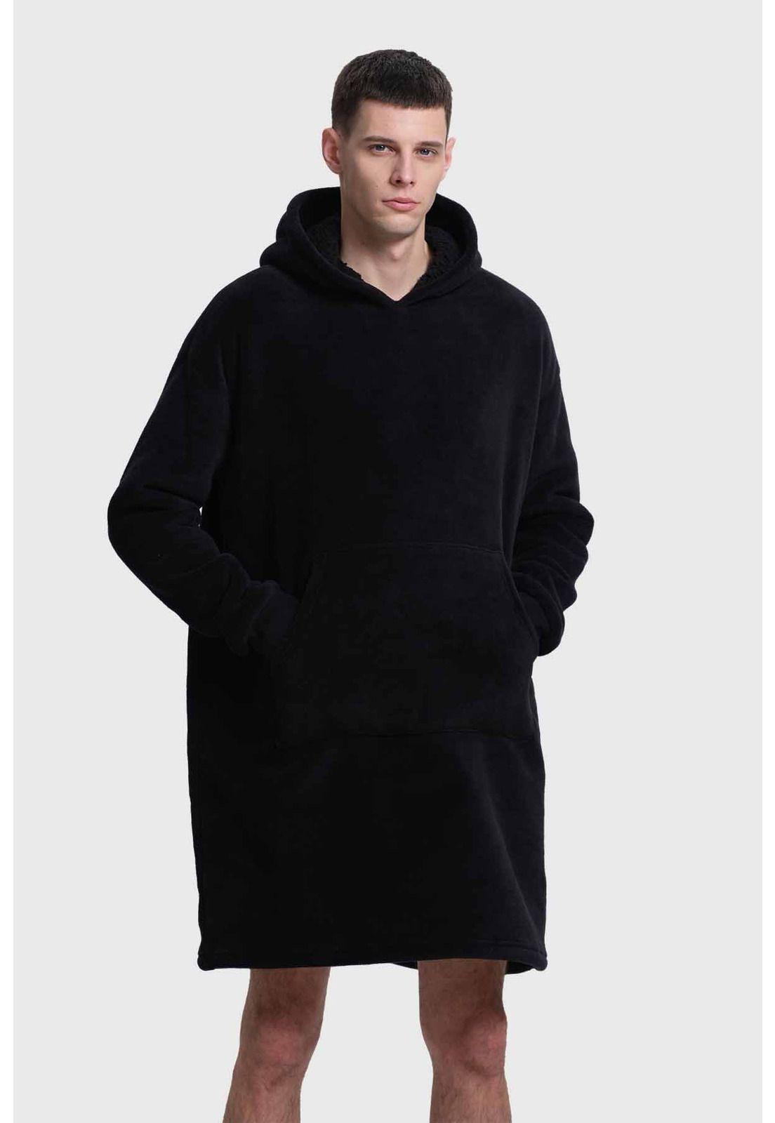 Bata Hombre Bolsillo Canguro Negro-1