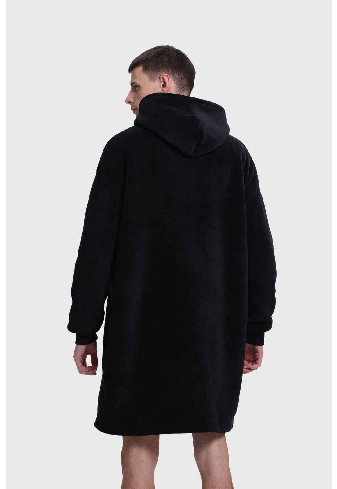 Bata Hombre Bolsillo Canguro Negro-2