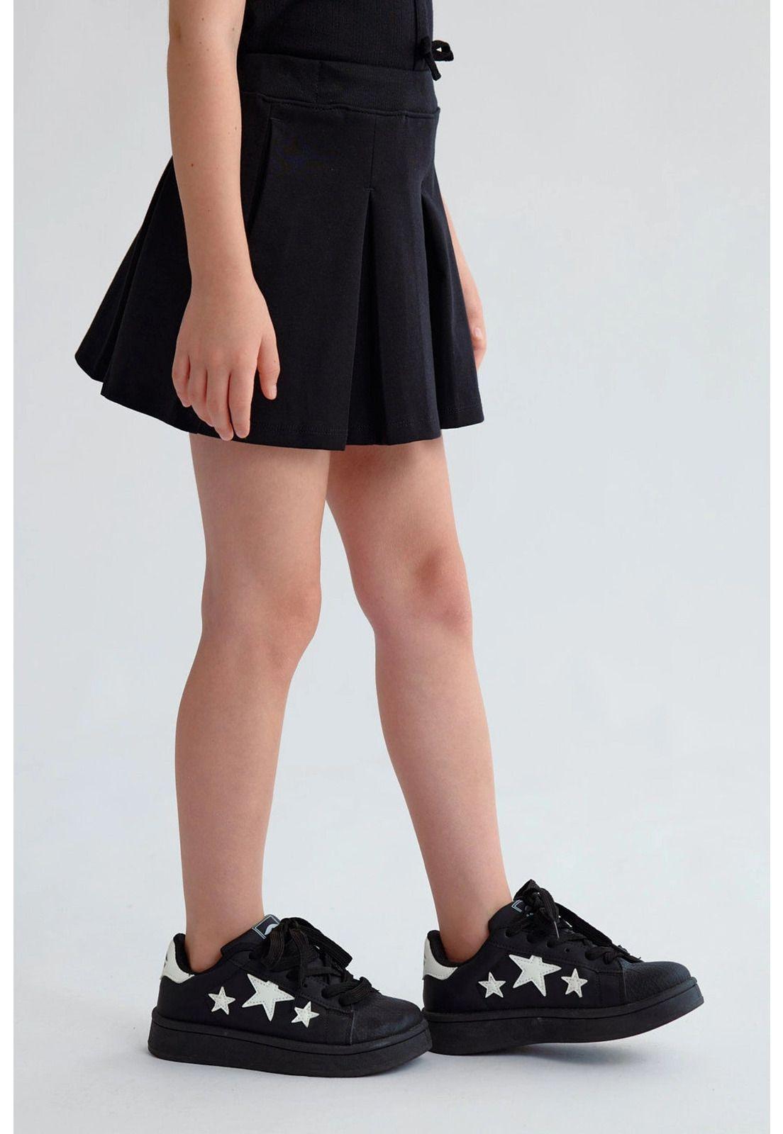 Falda Niña Short Tableada Negro-1