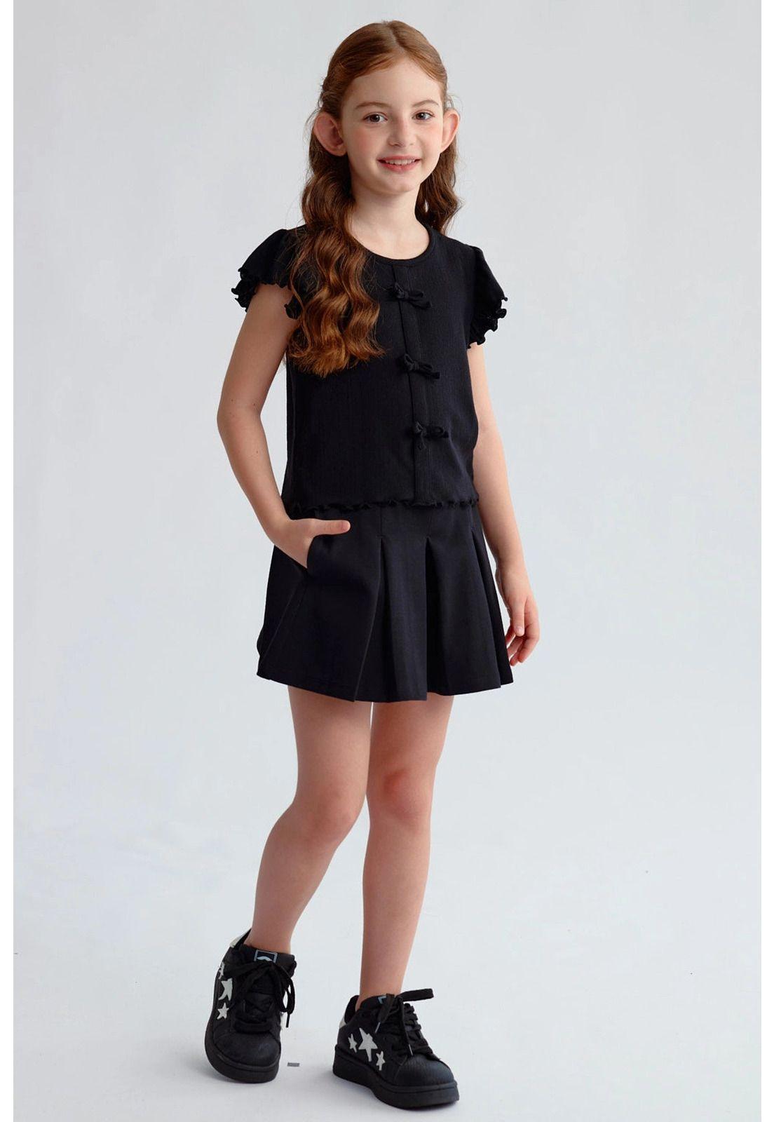 Falda Niña Short Tableada Negro-3