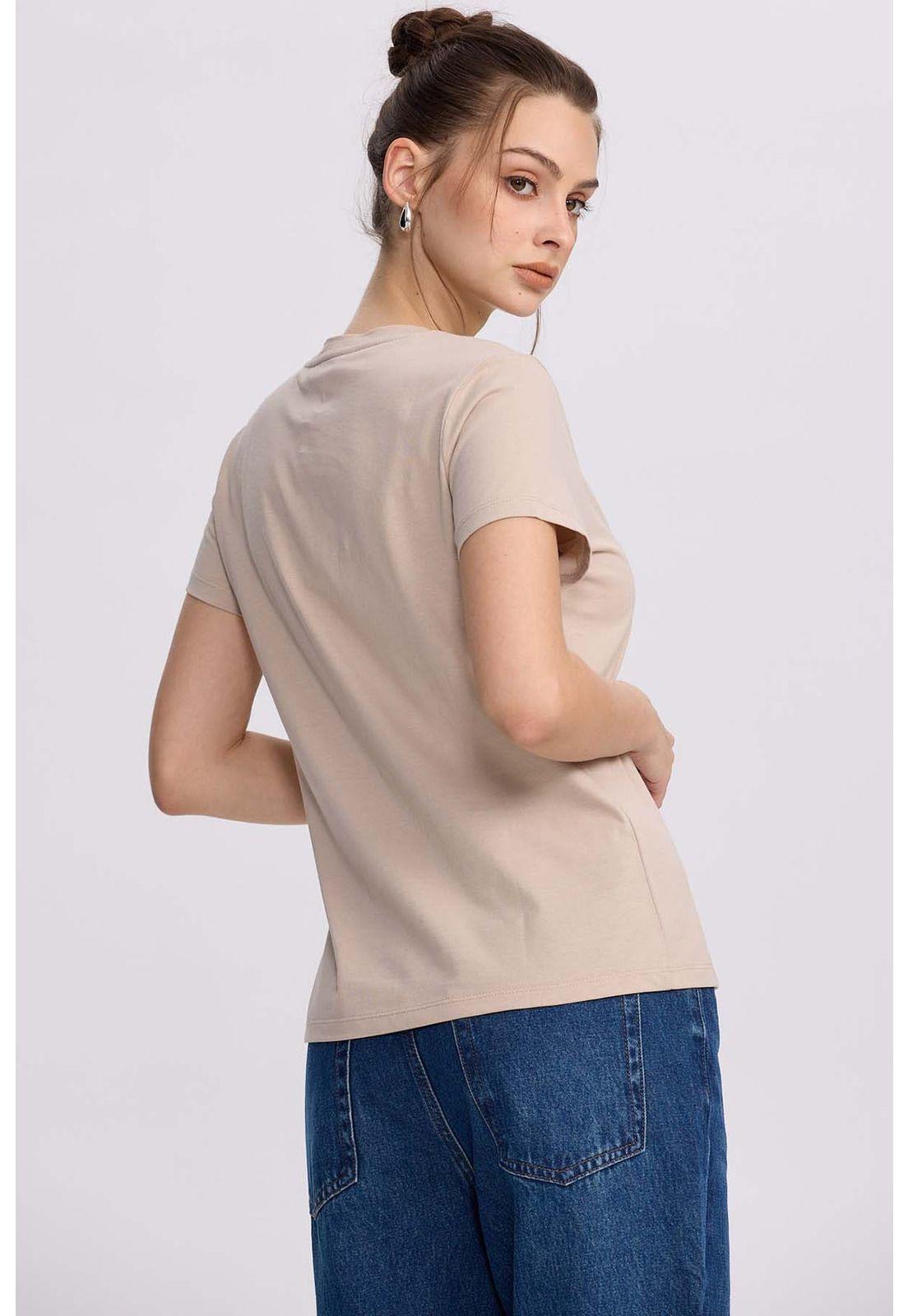 Polera Mujer Básica Print Beige-2