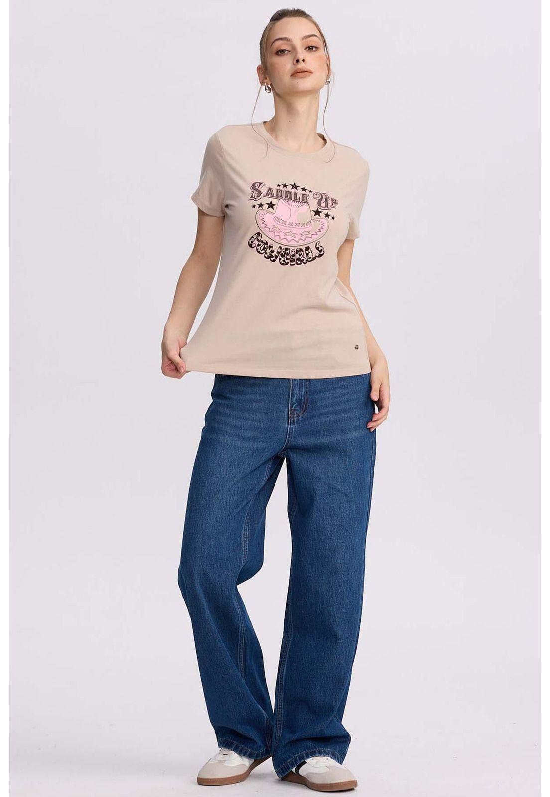 Polera Mujer Básica Print Beige-3