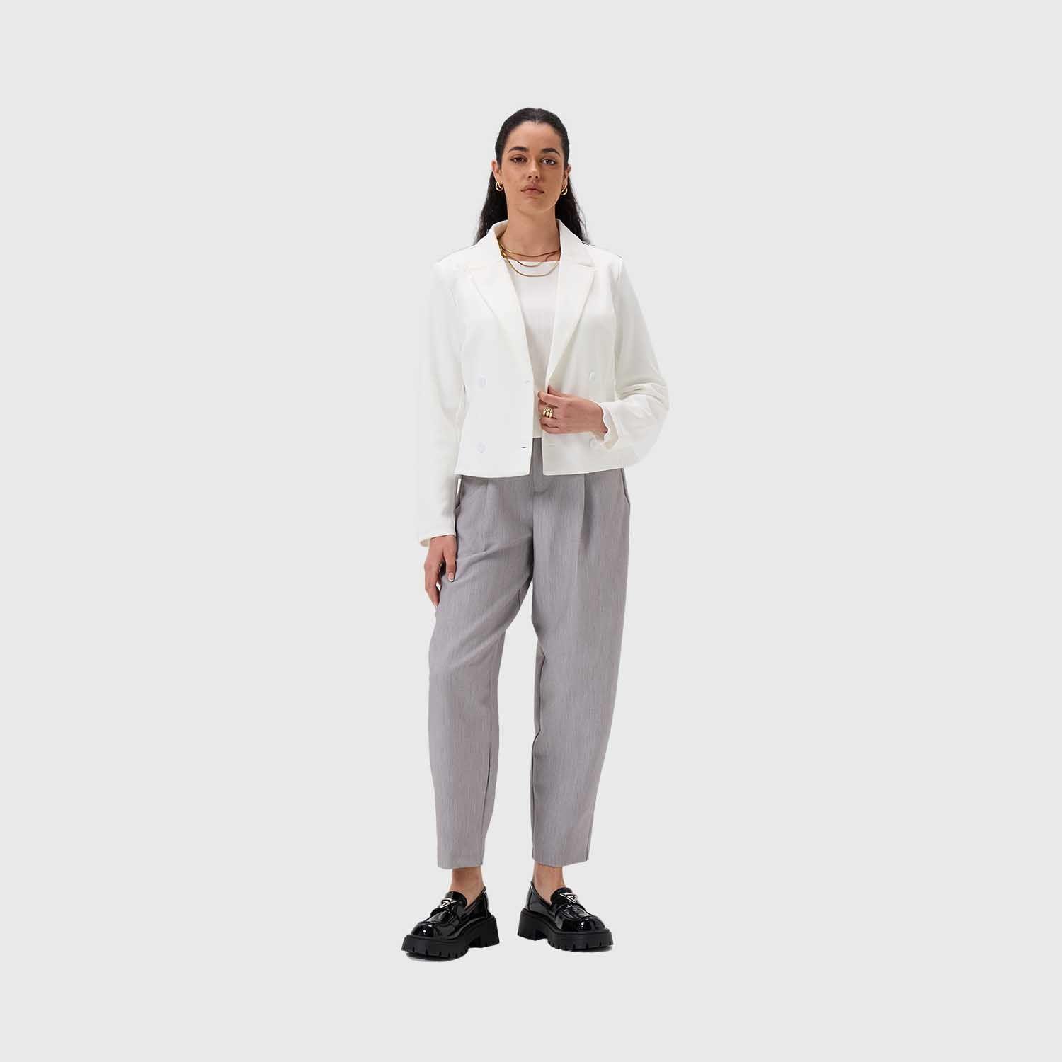 Blazer Mujer Cruzado 4 Botones Crudo Fashion's Park-3