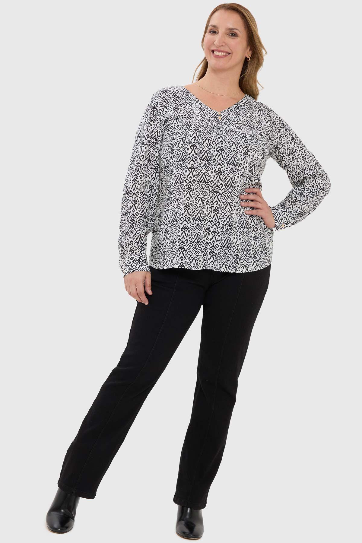 Blusa Mujer Pinza Pliegue Delantero Crudo-3