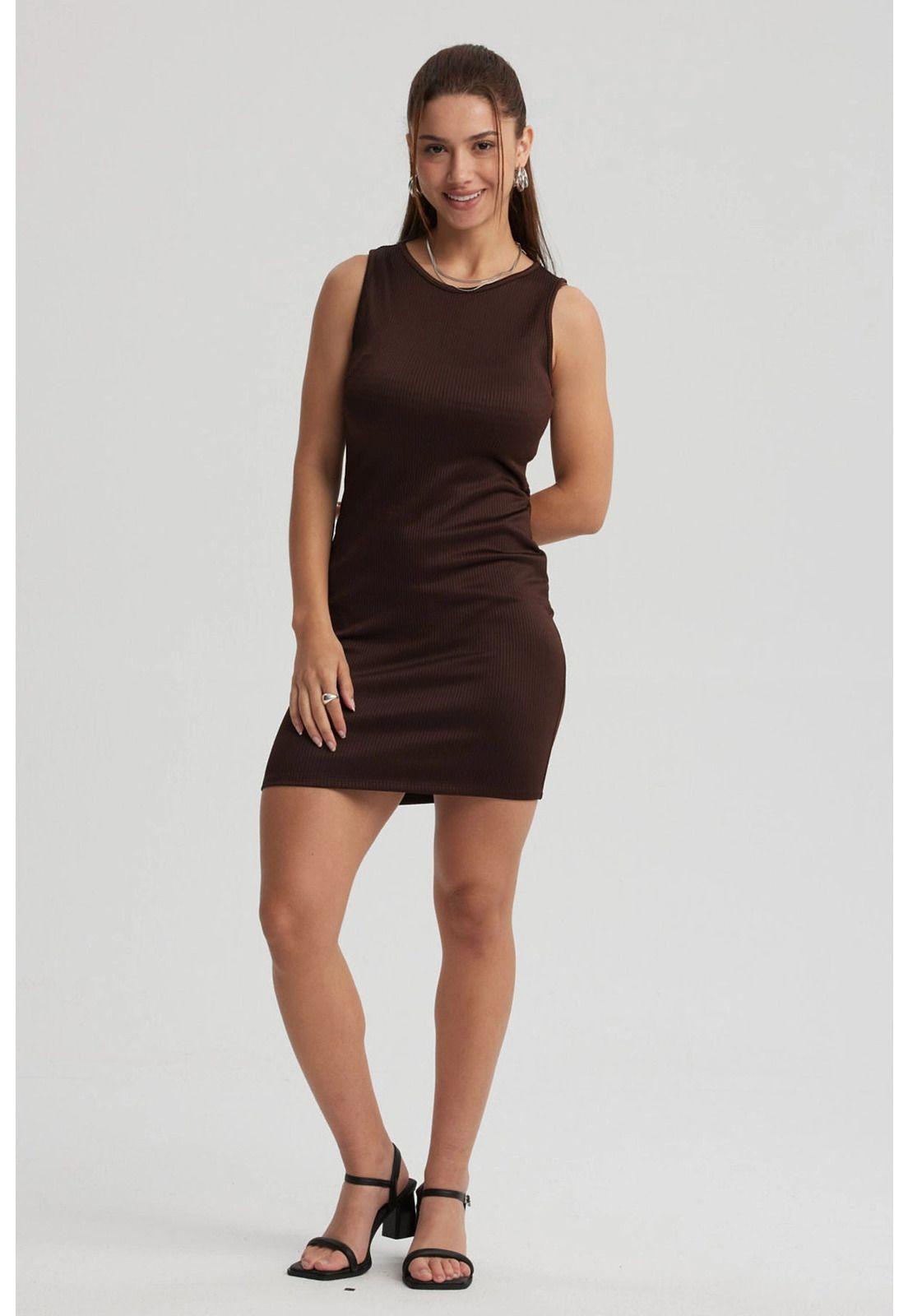 Vestido Mujer Abertura Espalda Café Oscuro-2