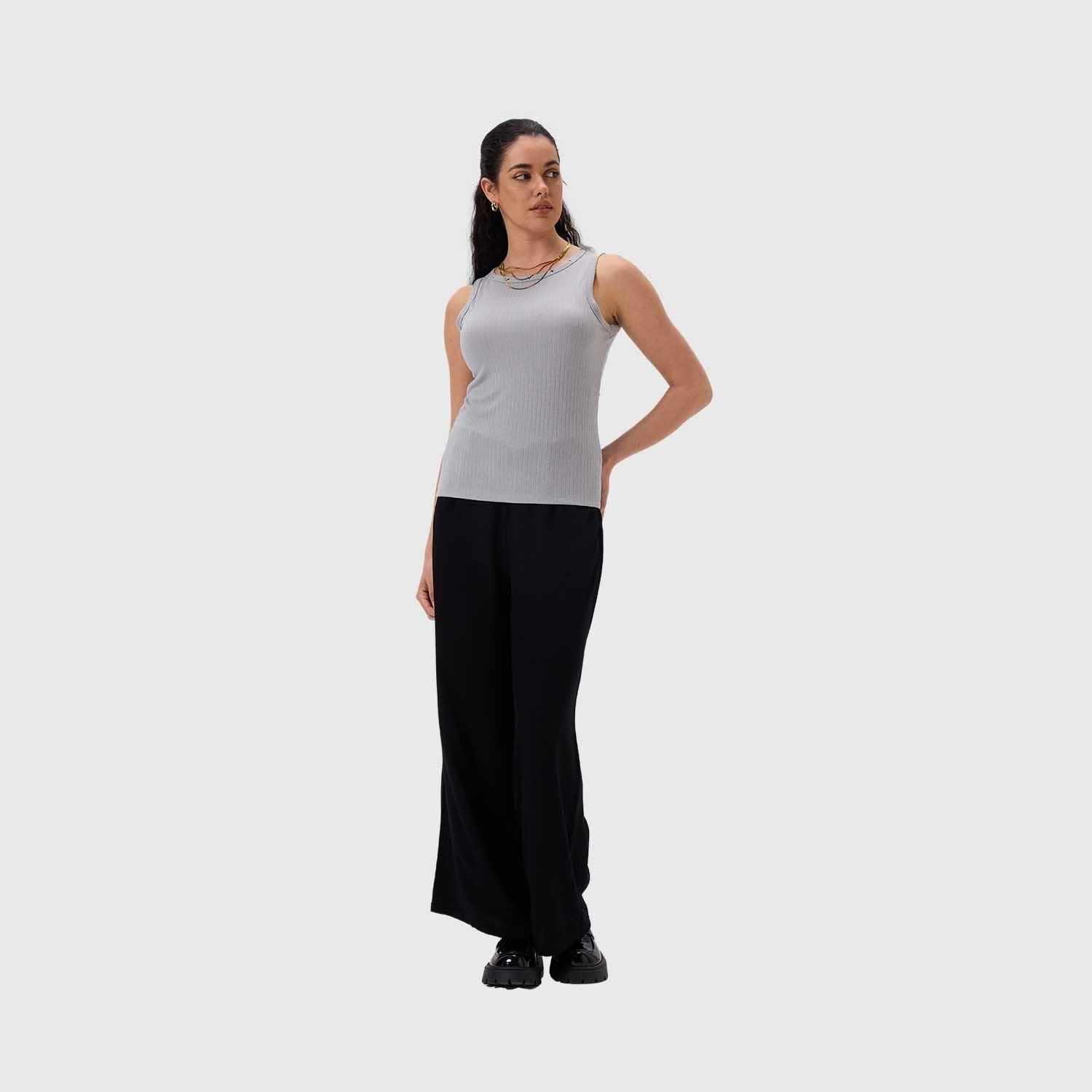 Polera Mujer Aplicación Ojetillo Gris Fashion's Park-3