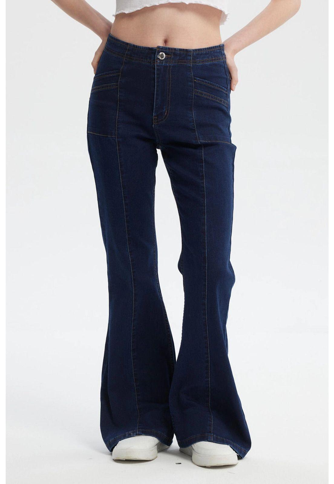 Jeans Mujer Flare Azul Oscuro - lll-0