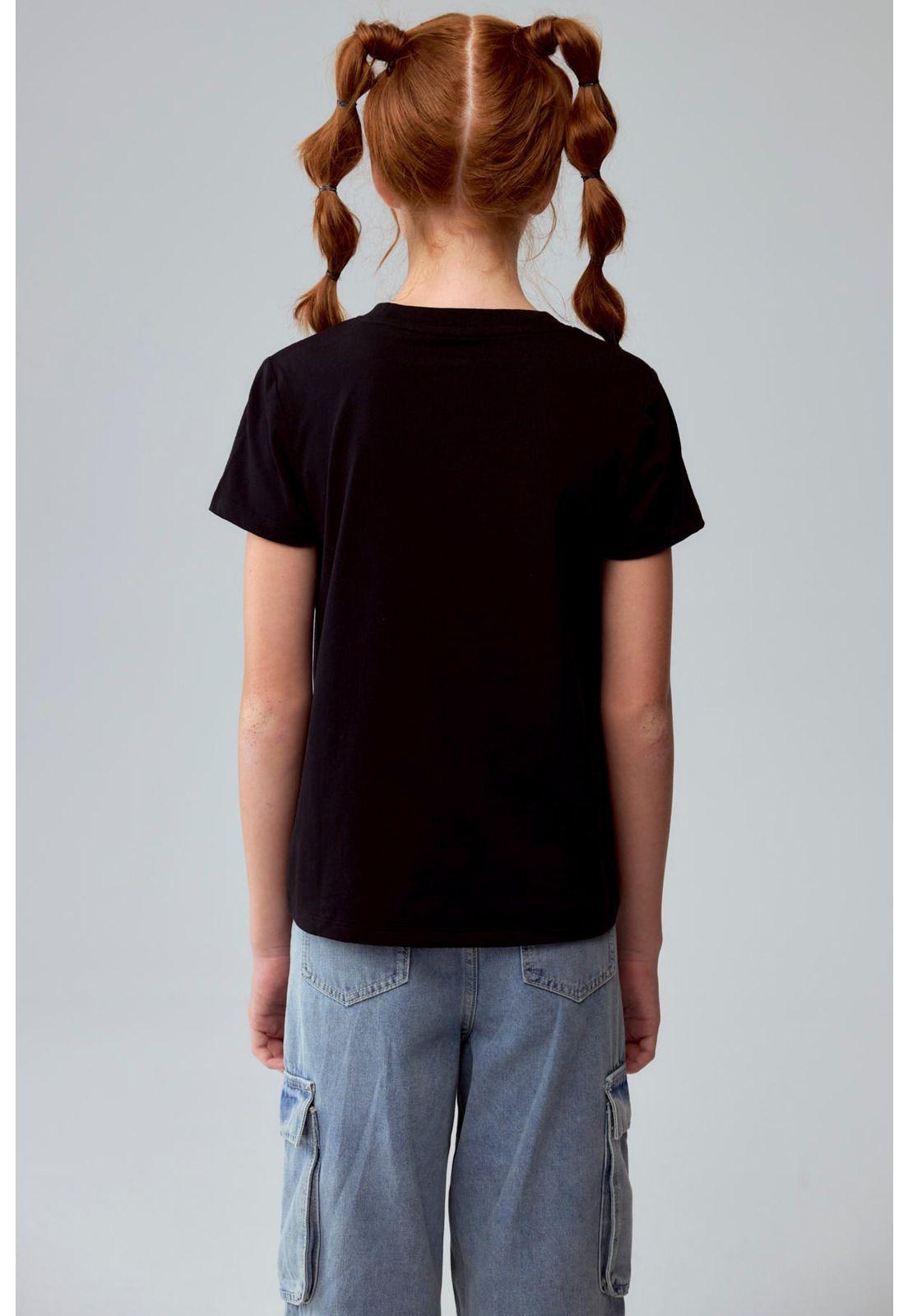 Polera Niña Básica Estampada Negro-2