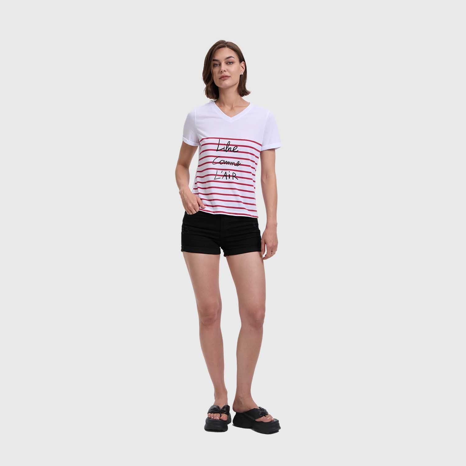 Polera Mujer Print Blanco / Rojo Fashion's Park-3