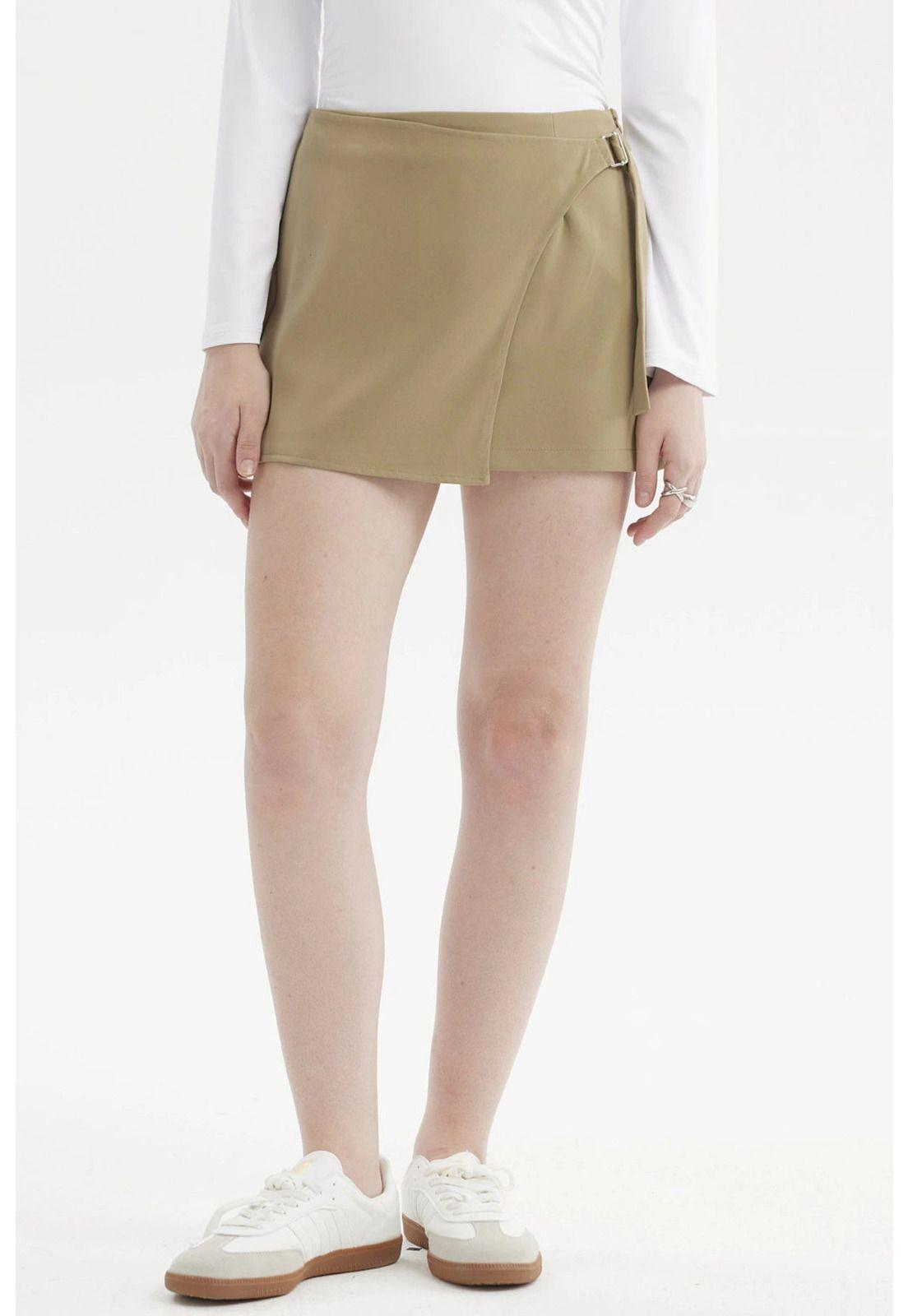 Short Mujer Falda Cruce Delantero Verde Olivo-0