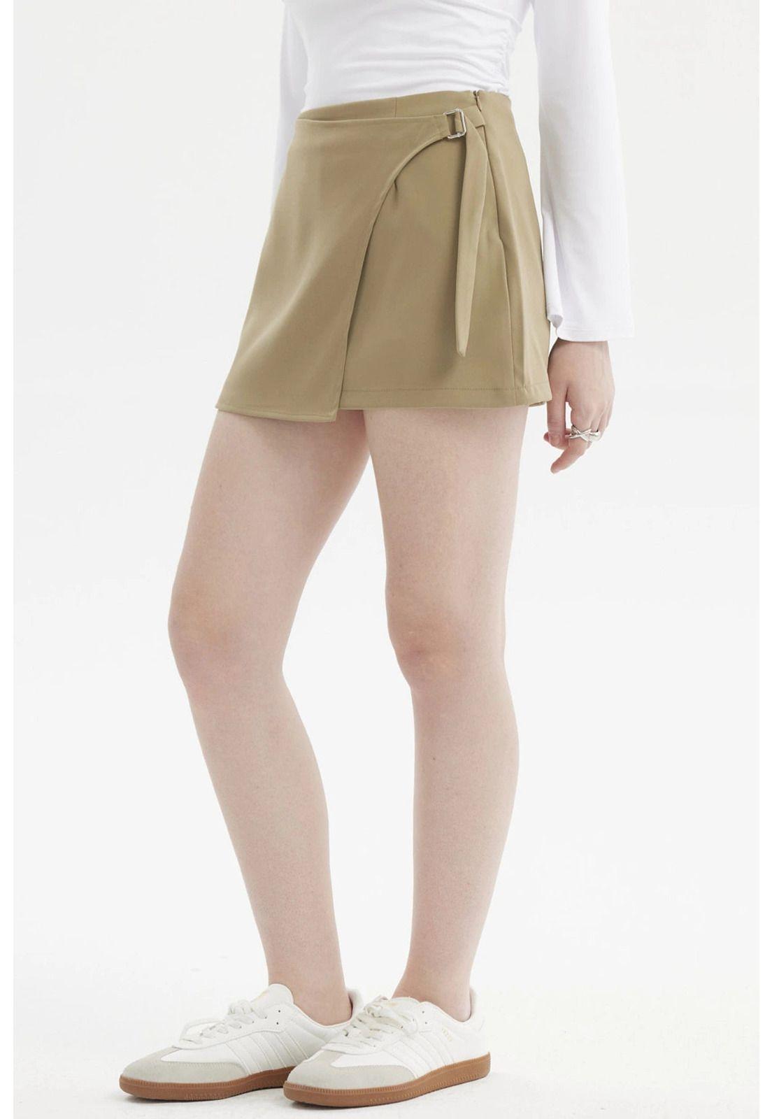 Short Mujer Falda Cruce Delantero Verde Olivo-1