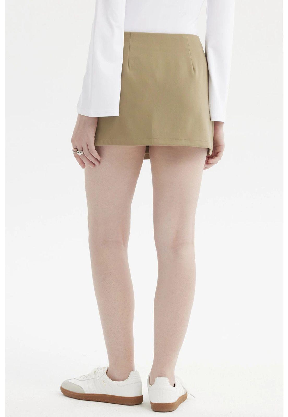 Short Mujer Falda Cruce Delantero Verde Olivo-2