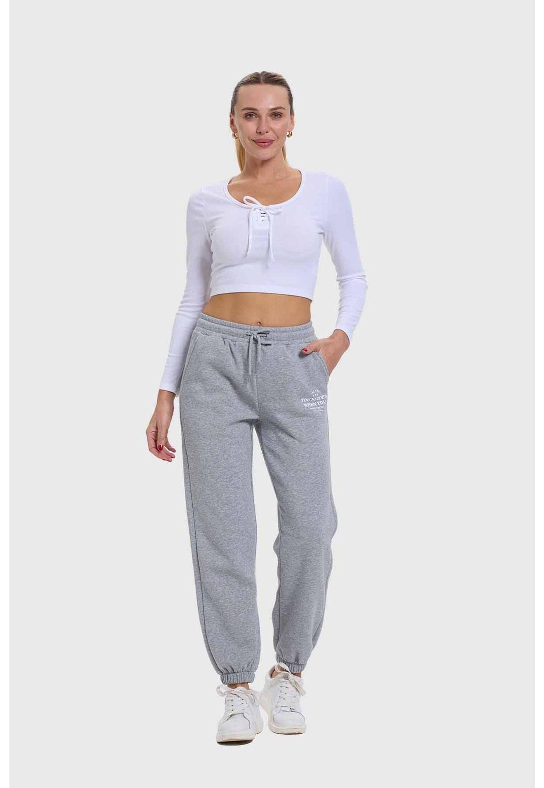 Pantalón Mujer Jogger Gris-3