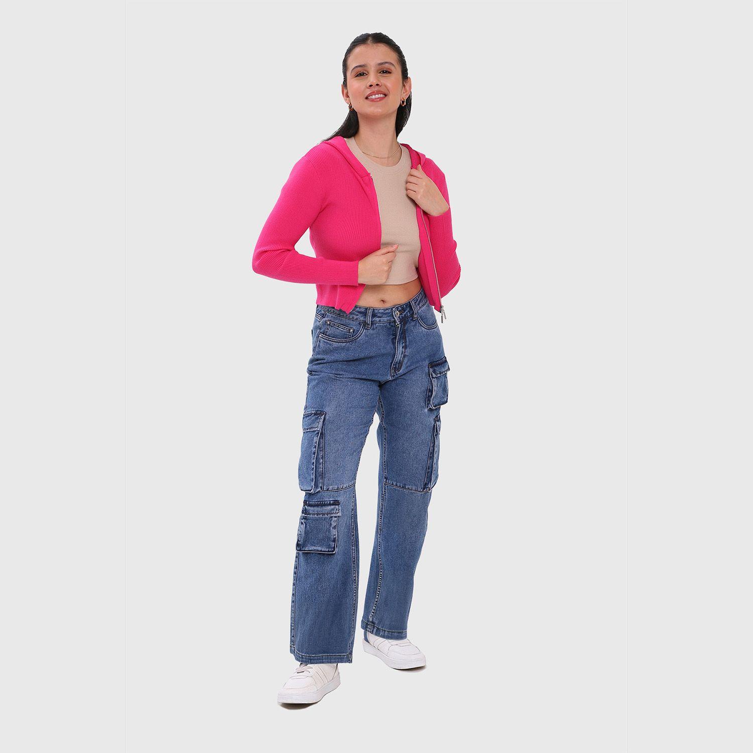 Sweater Mujer Zipper Fucsia Fashion's Park-3