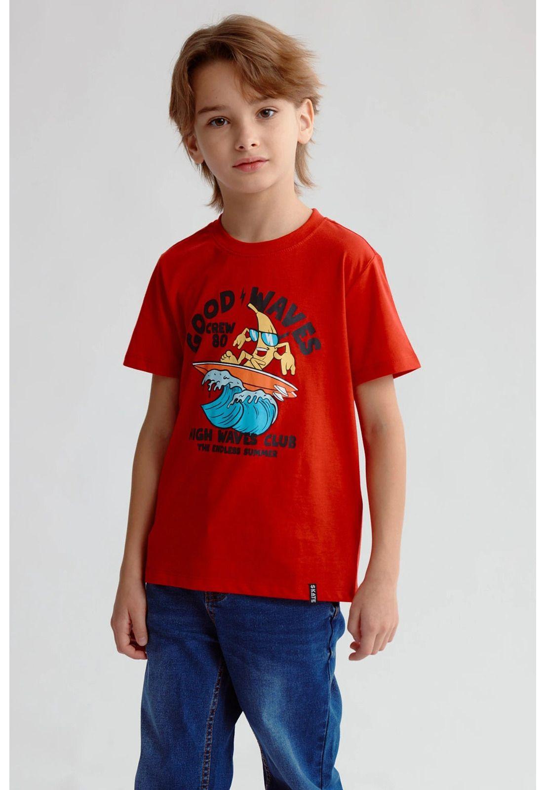 Polera Niño Básica Estampada Rojo - ll-0