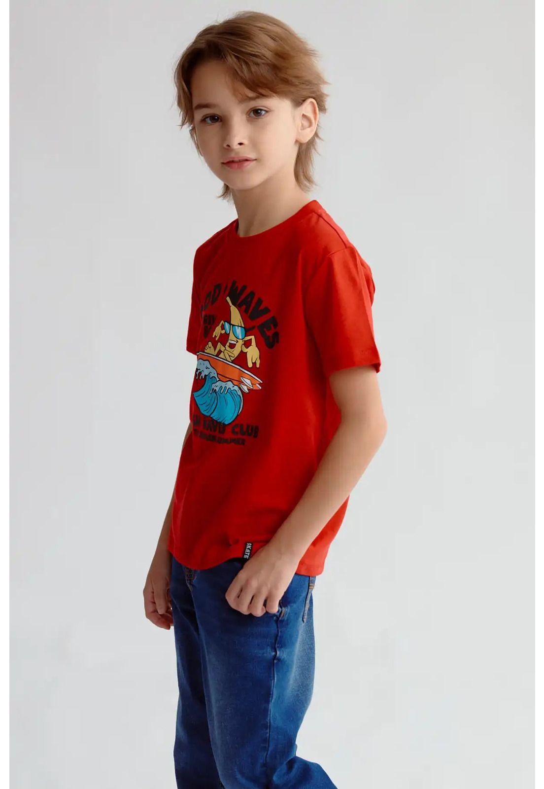 Polera Niño Básica Estampada Rojo - ll-1