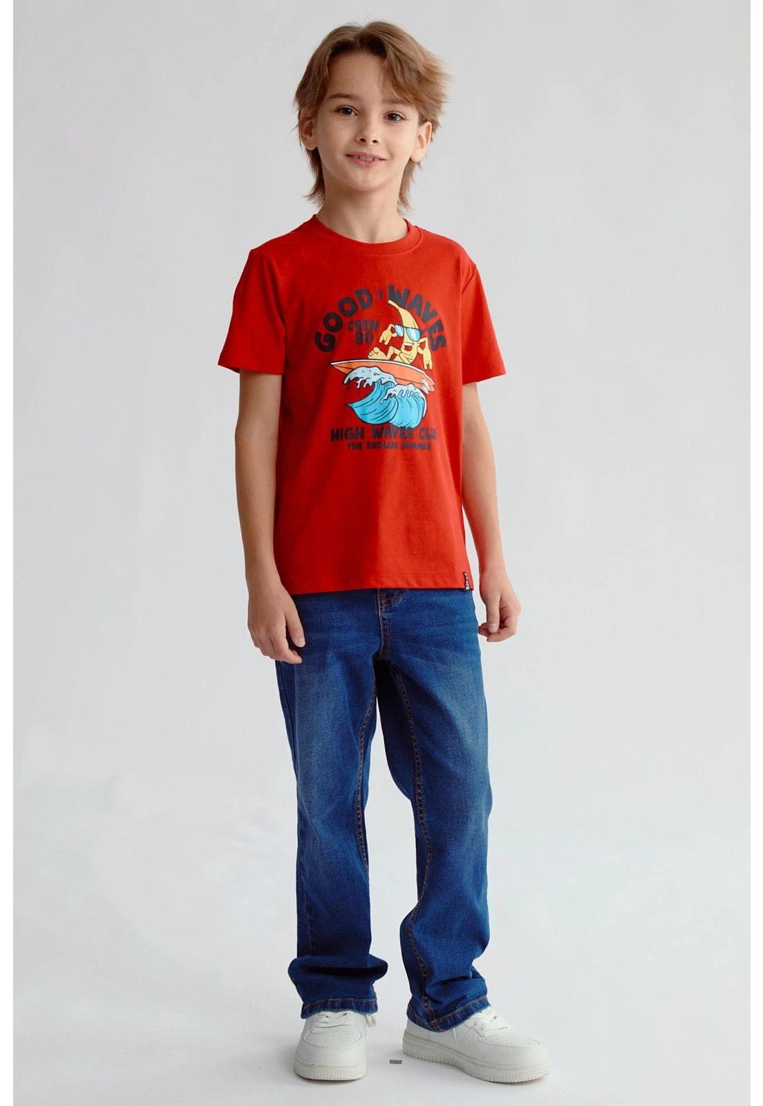 Polera Niño Básica Estampada Rojo - ll-3