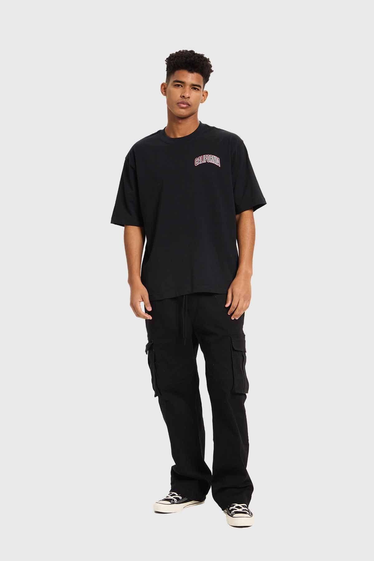 Polera Hombre Print Flamas Negro-3