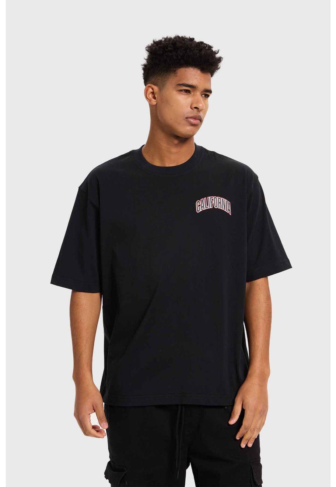 Polera Hombre Print Flamas Negro-1