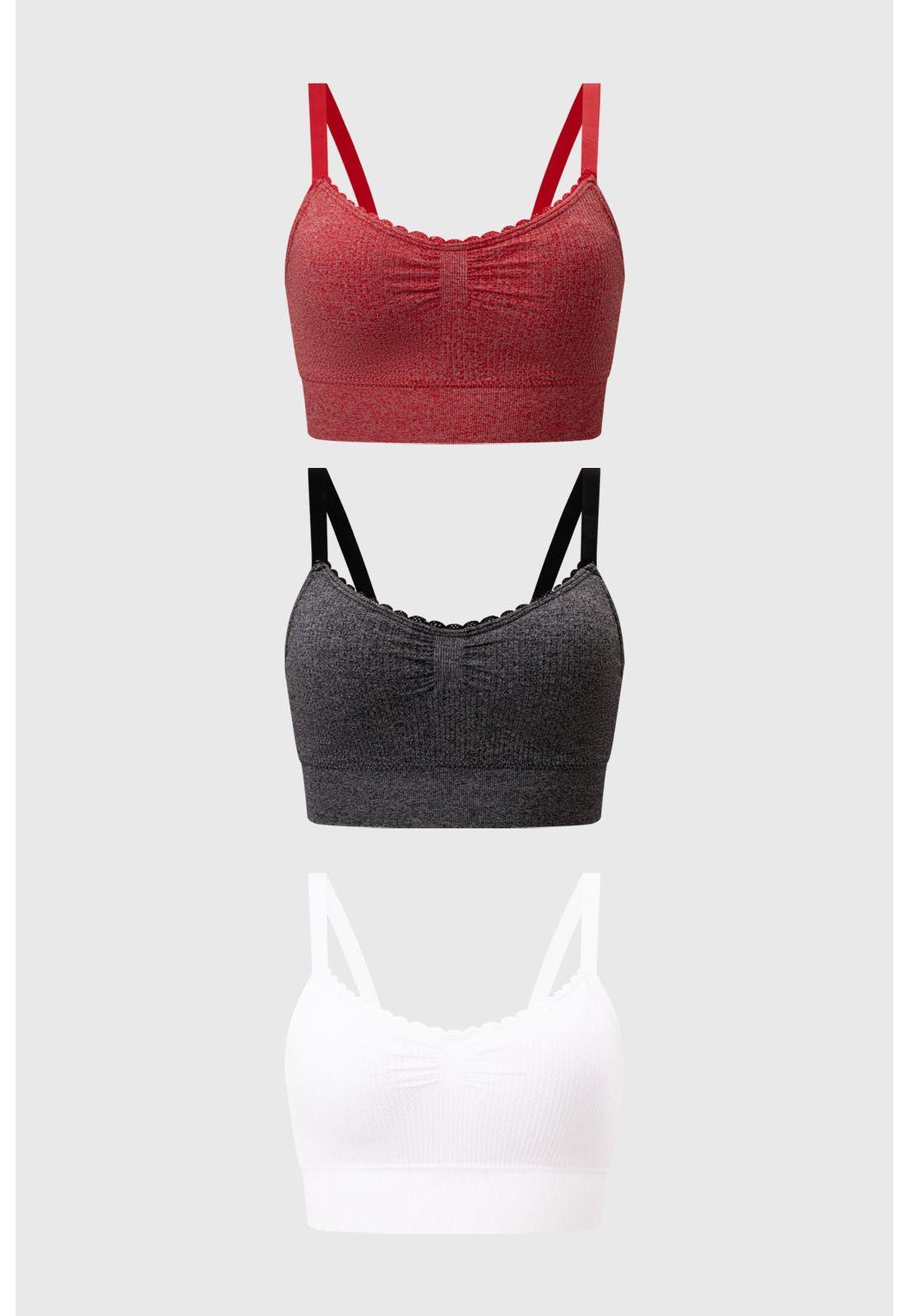 Sostén Mujer Tripack Juvenil Recogido Rojo-0