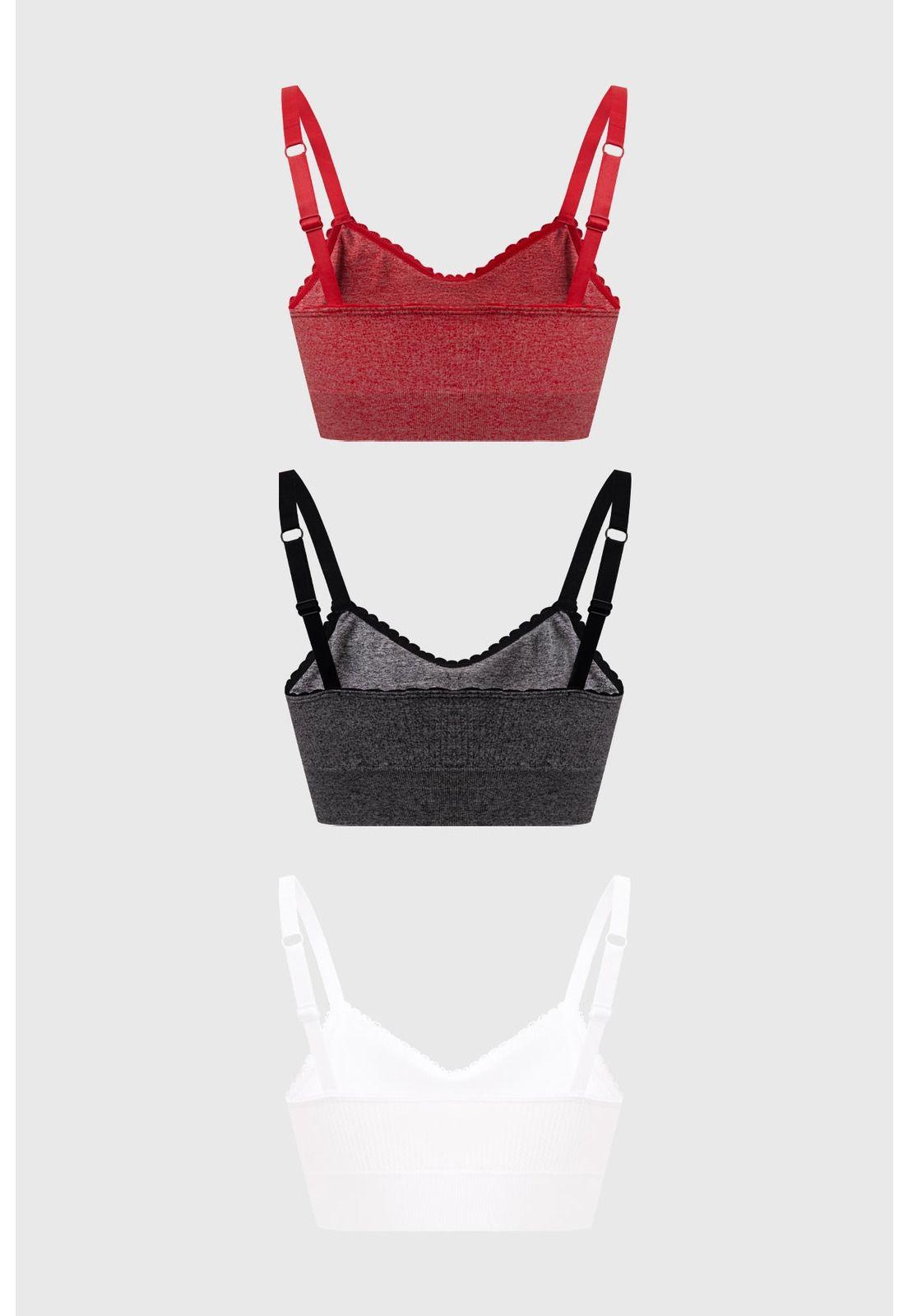 Sostén Mujer Tripack Juvenil Recogido Rojo-1