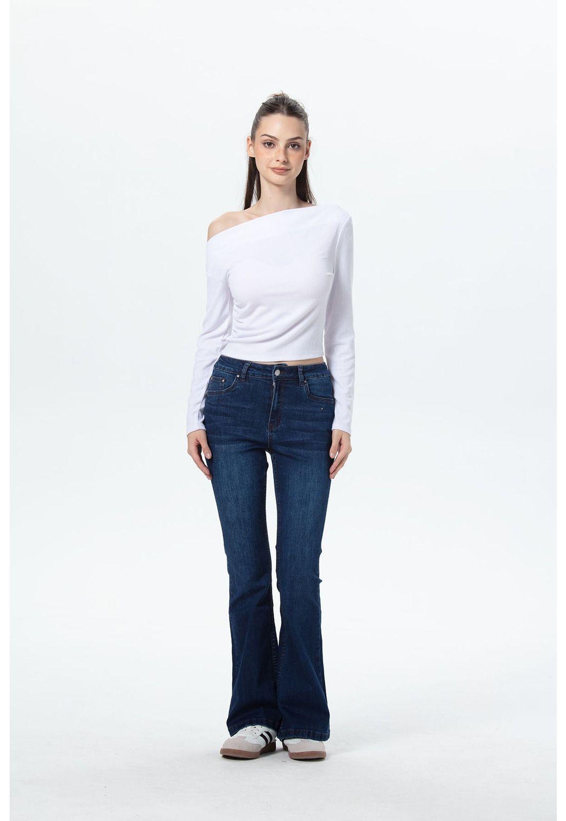 Jeans Mujer Vale Flare Azul Oscuro-3