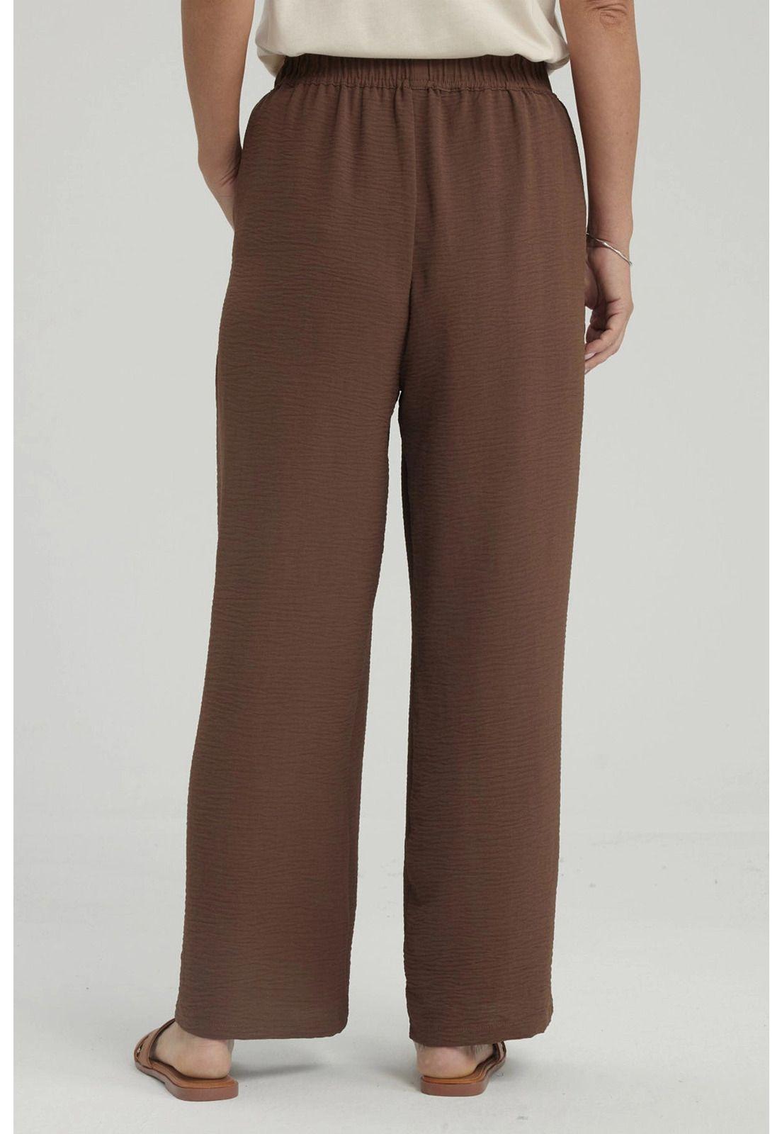 Pantalón Mujer Crep Pinzas Cafe-2